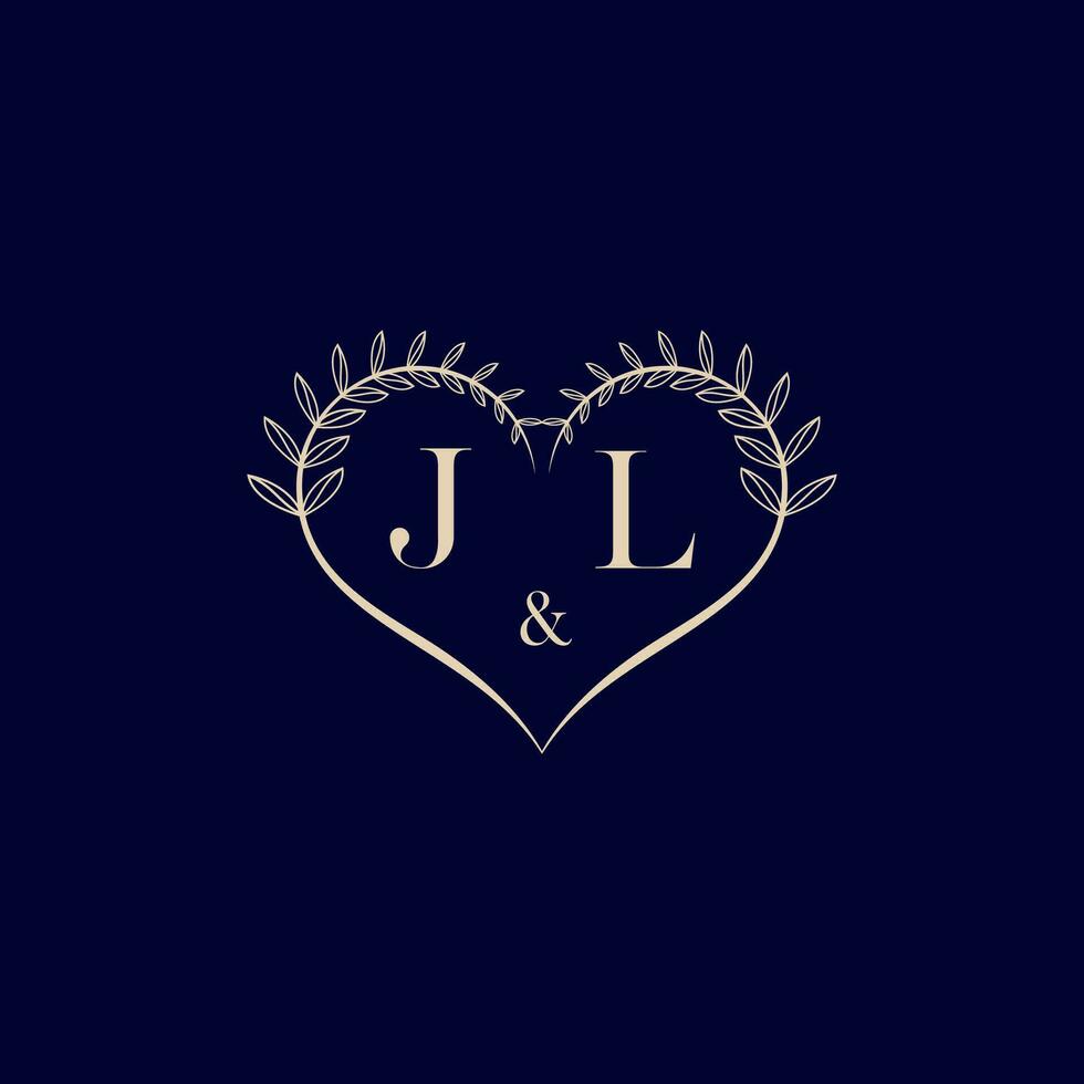 JL floral love shape wedding initial logo vector