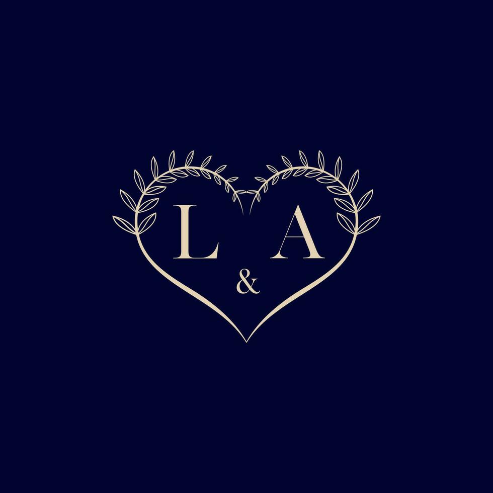 LA floral love shape wedding initial logo vector