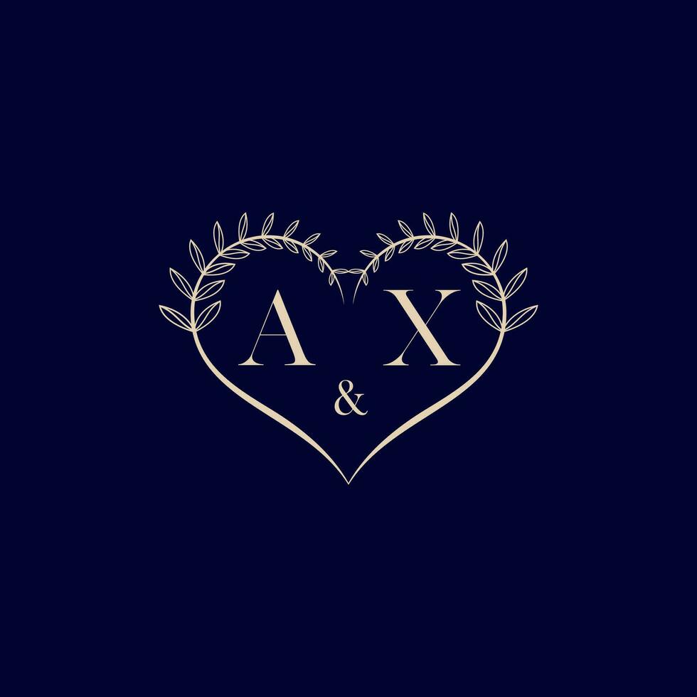 AX floral love shape wedding initial logo vector
