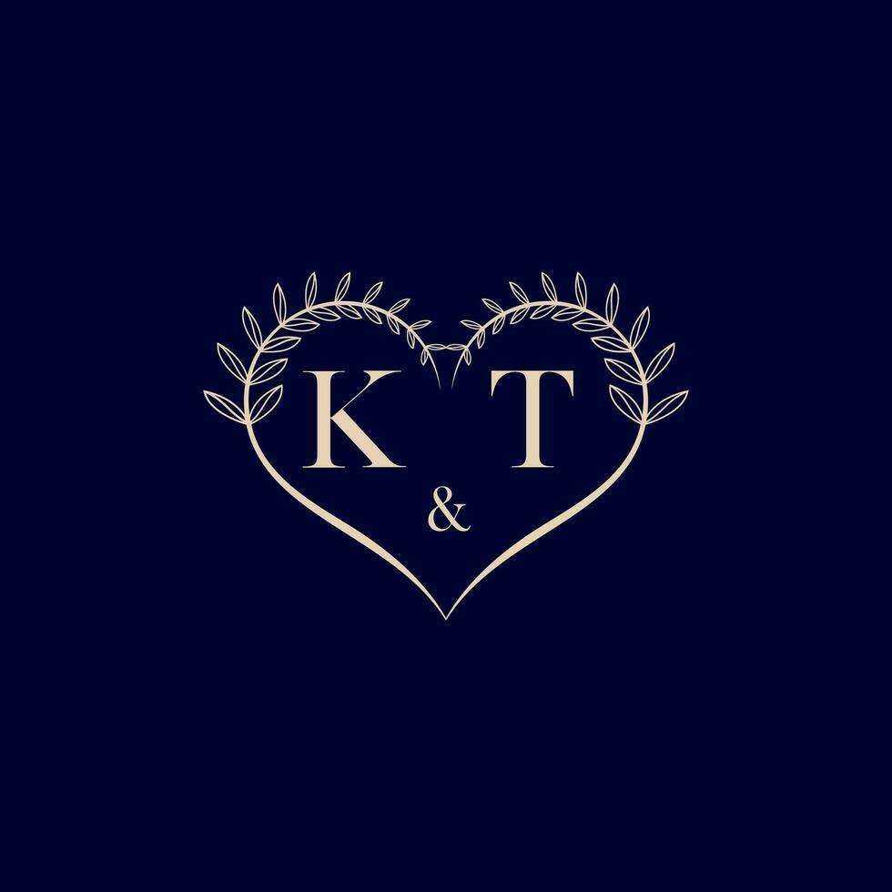 KT floral love shape wedding initial logo vector