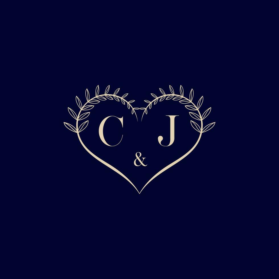 CJ floral love shape wedding initial logo vector