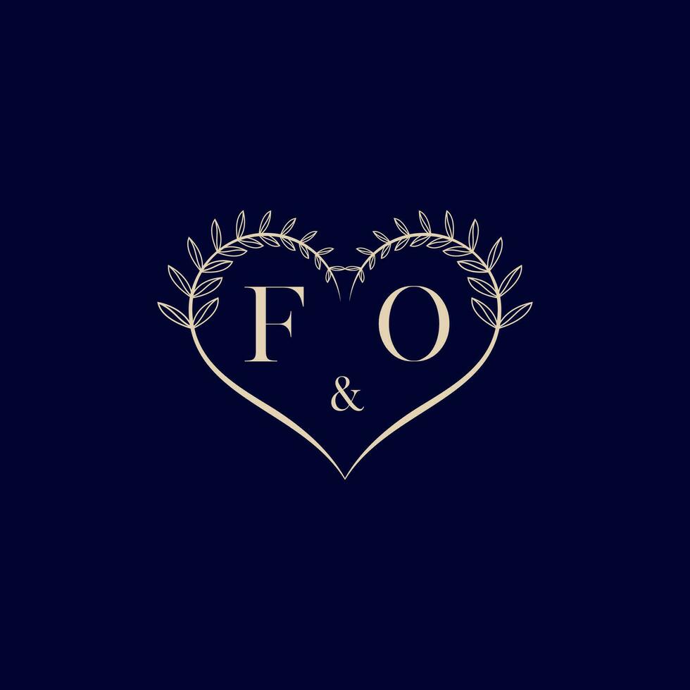 FO floral love shape wedding initial logo vector
