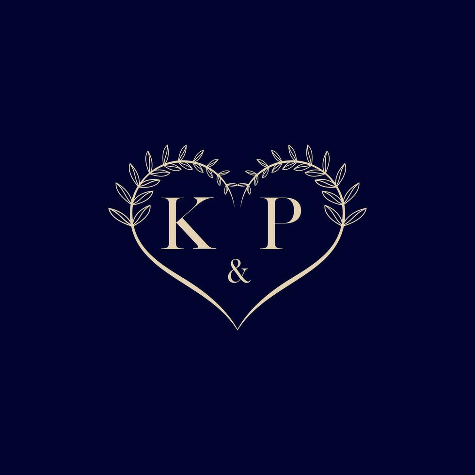 KP floral love shape wedding initial logo vector