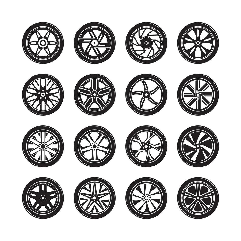 Tire and Wheels Vector Collection Set