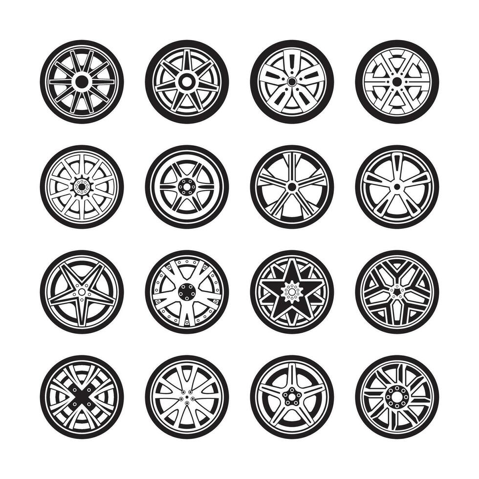 neumático y ruedas vector colección conjunto