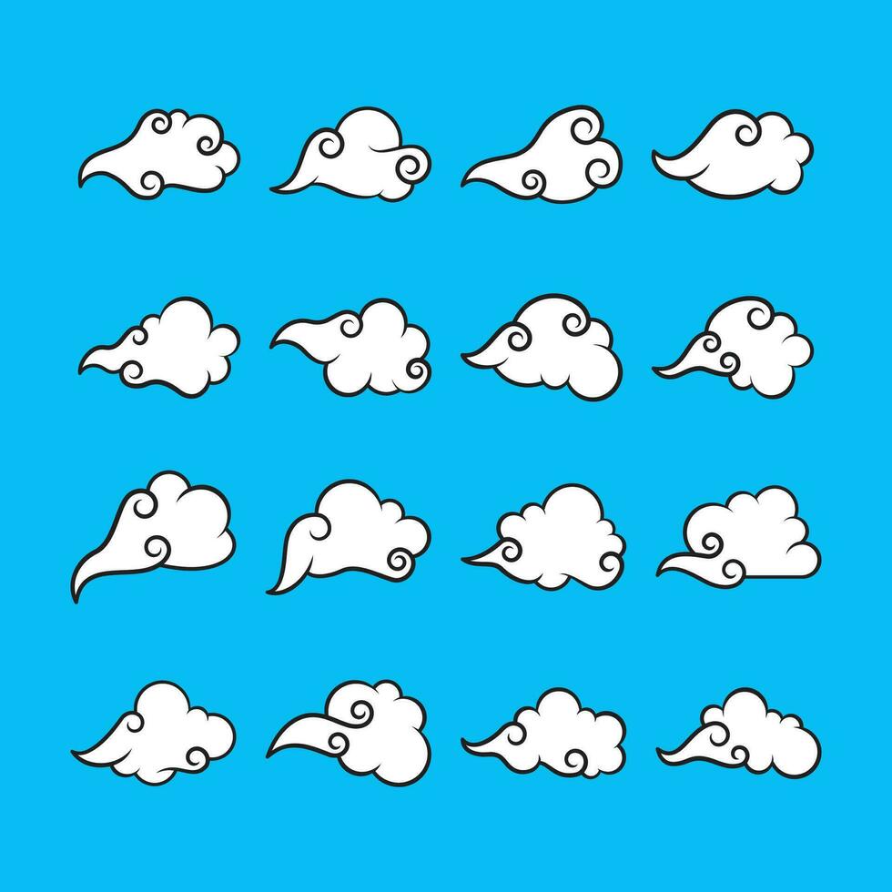 Cloud Shape Collection Set of Thin Line Vector