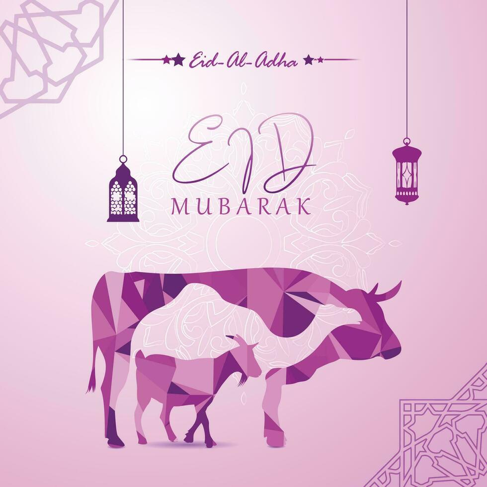 festivo saludos eid Alabama adha Mubarak social medios de comunicación bandera modelo vector