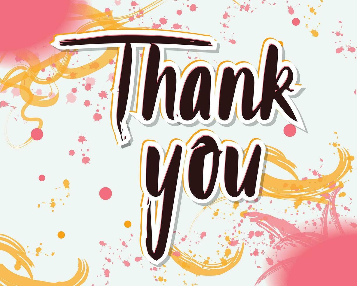 Thank You Card Design with Thank You Lettering and Paint-Inspired Background vector