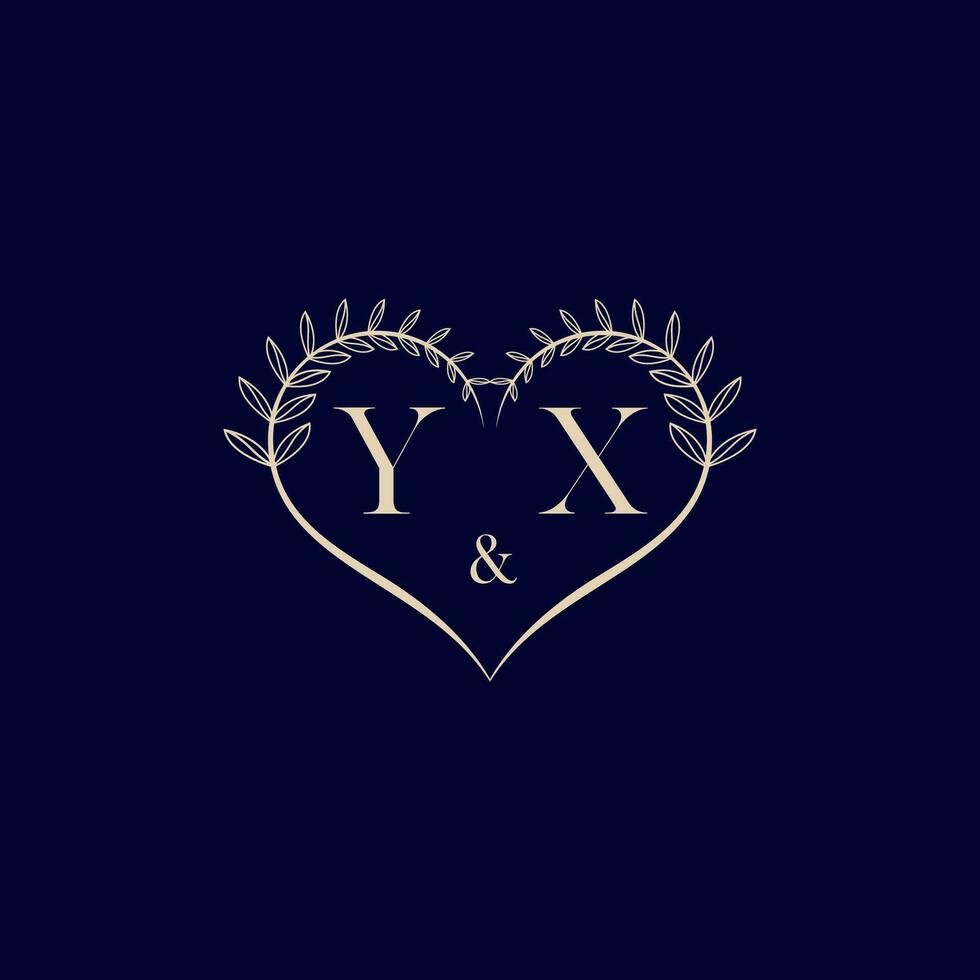 YX floral love shape wedding initial logo vector