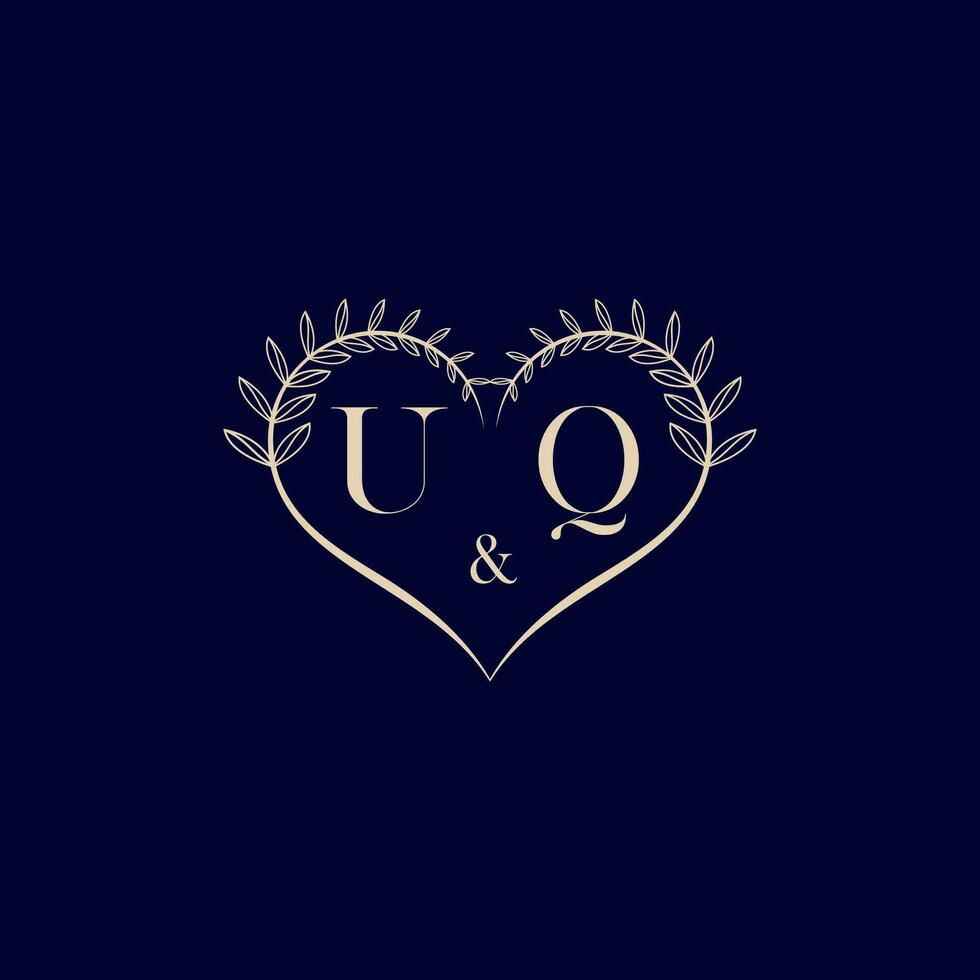 UQ floral love shape wedding initial logo vector