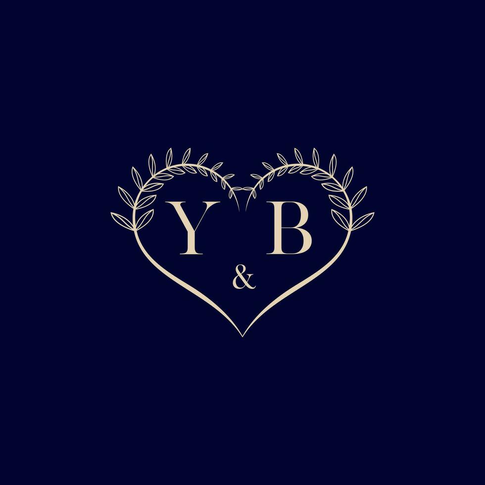 yb floral amor forma Boda inicial logo vector