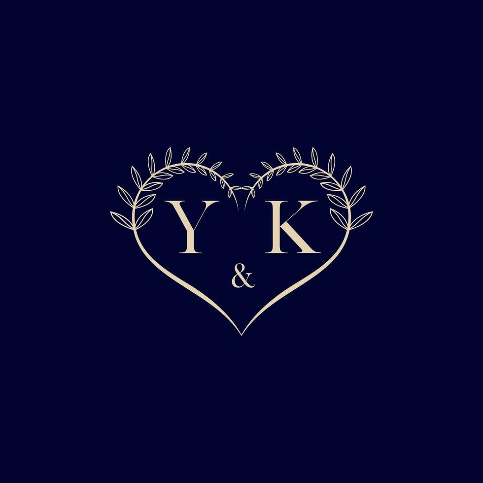 yk floral amor forma Boda inicial logo vector