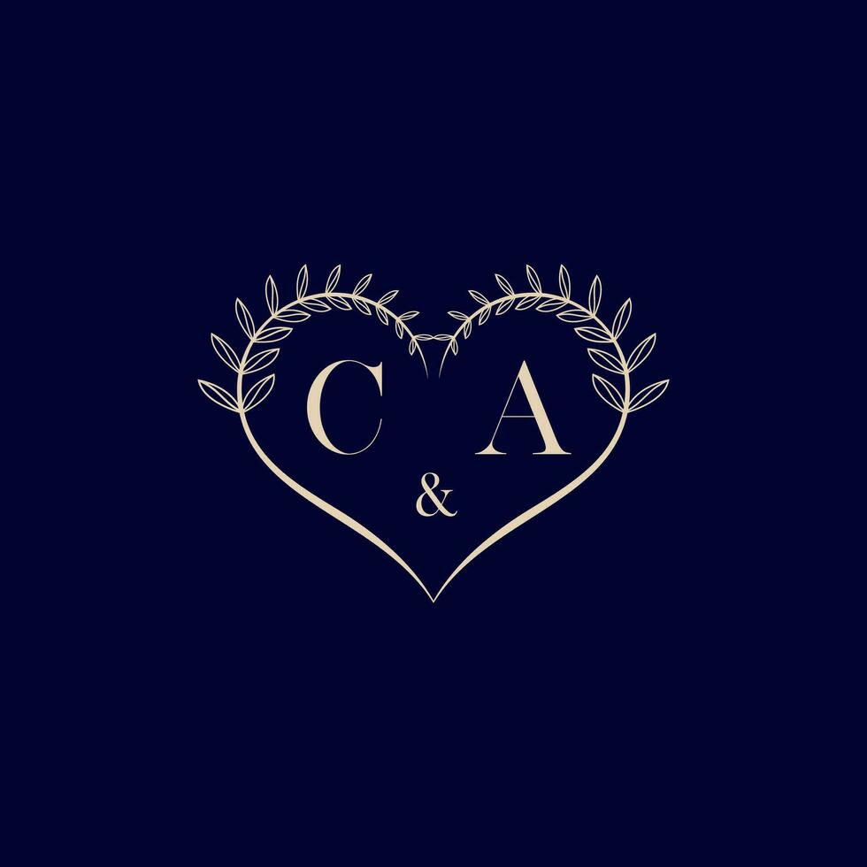 CA floral love shape wedding initial logo vector