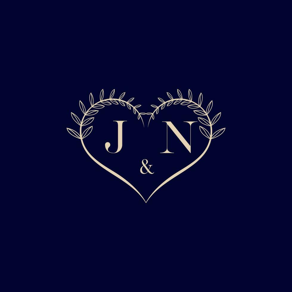 JN floral love shape wedding initial logo vector