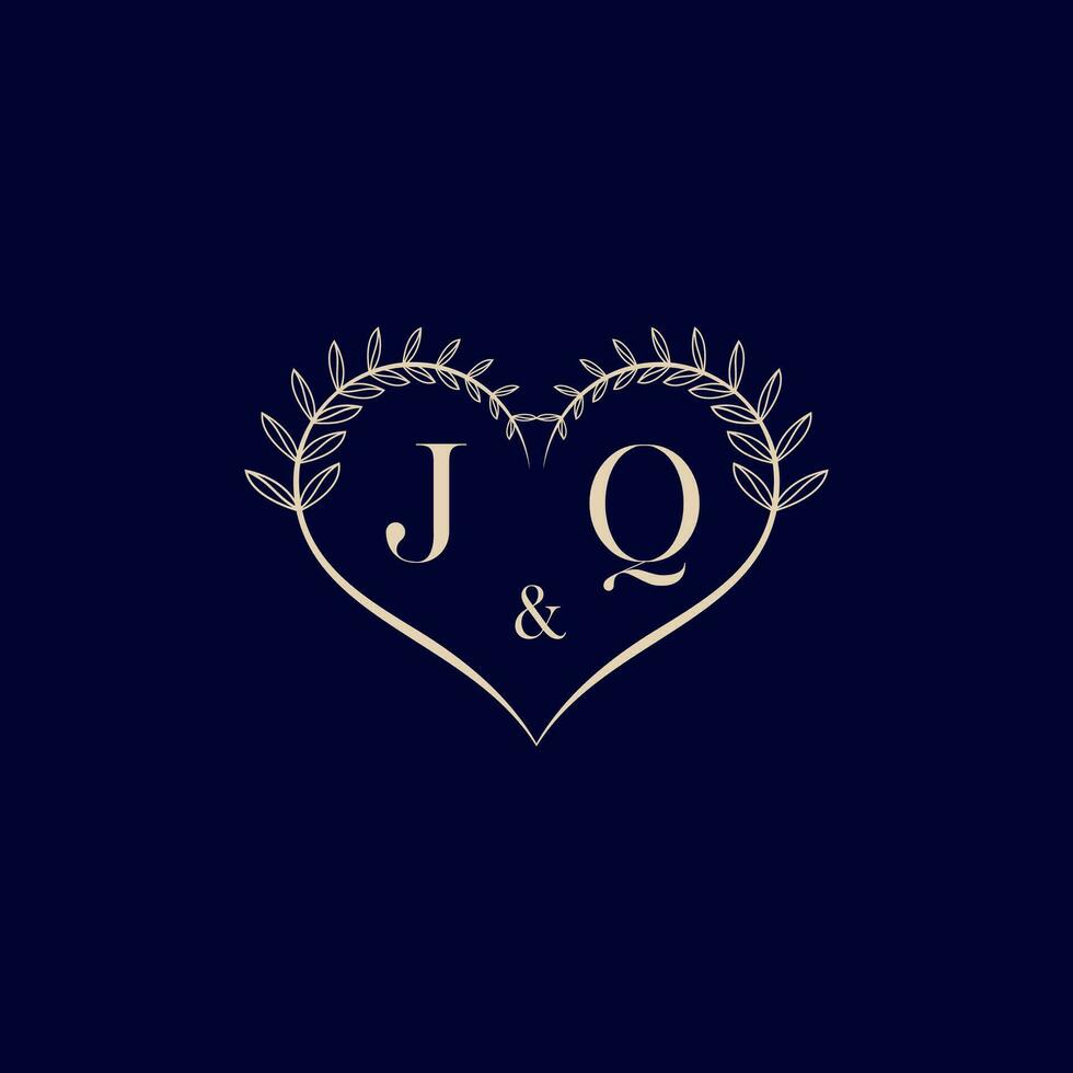 JQ floral love shape wedding initial logo vector