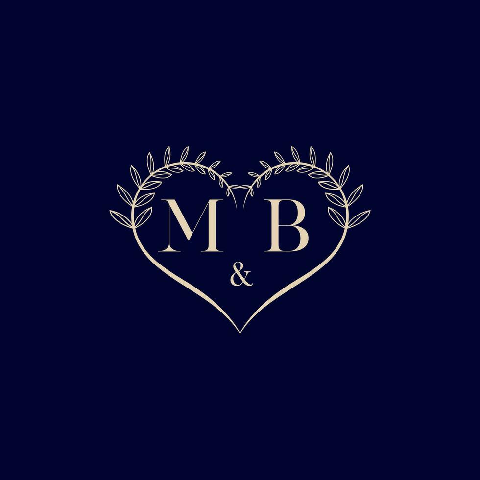 MB floral love shape wedding initial logo vector