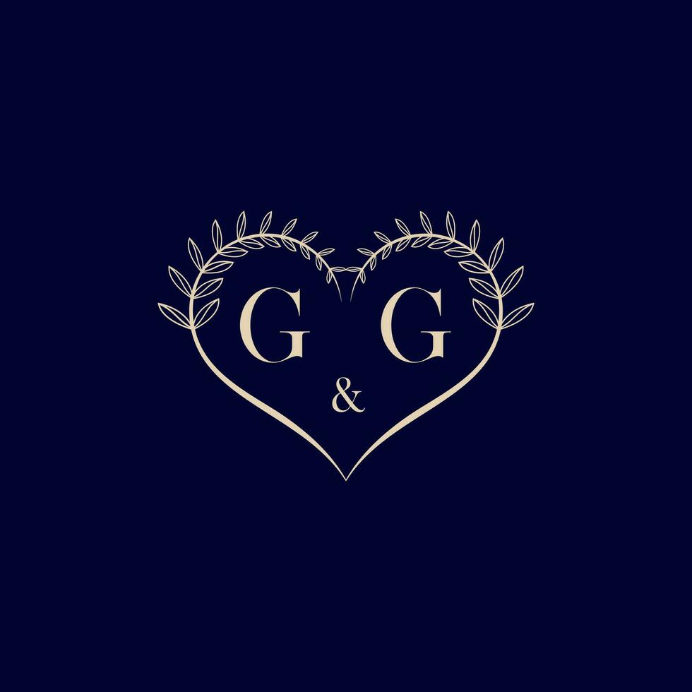 GG floral love shape wedding initial logo vector
