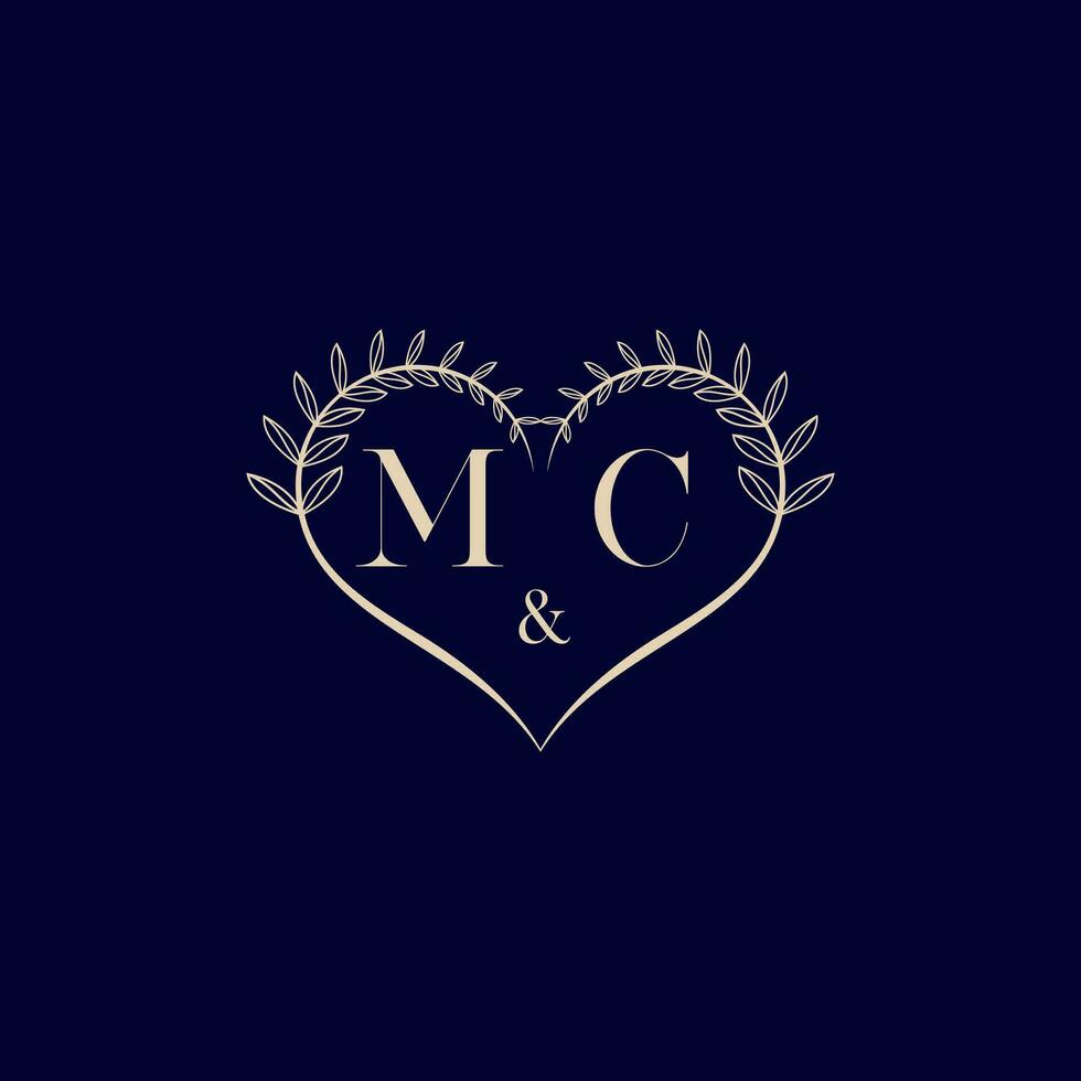 MC floral love shape wedding initial logo vector