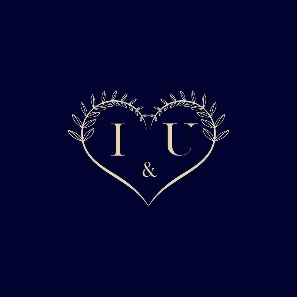 IU floral love shape wedding initial logo vector