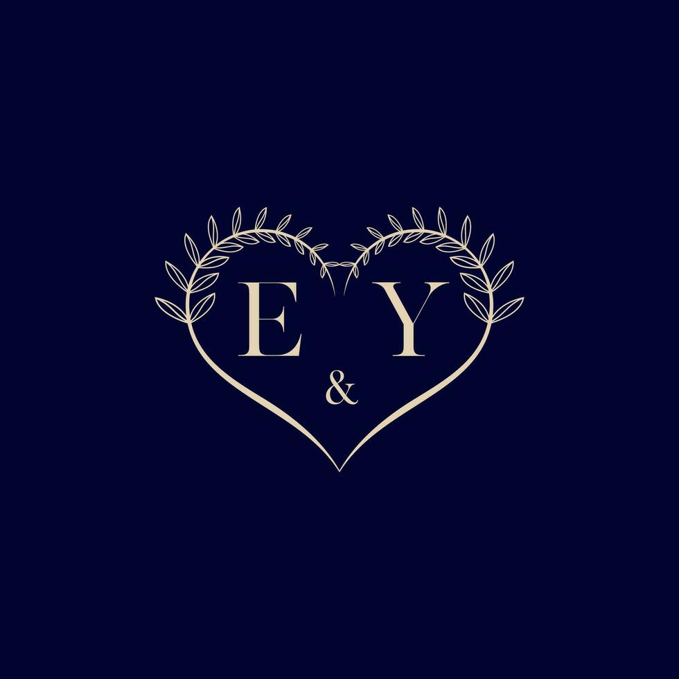 EY floral love shape wedding initial logo vector