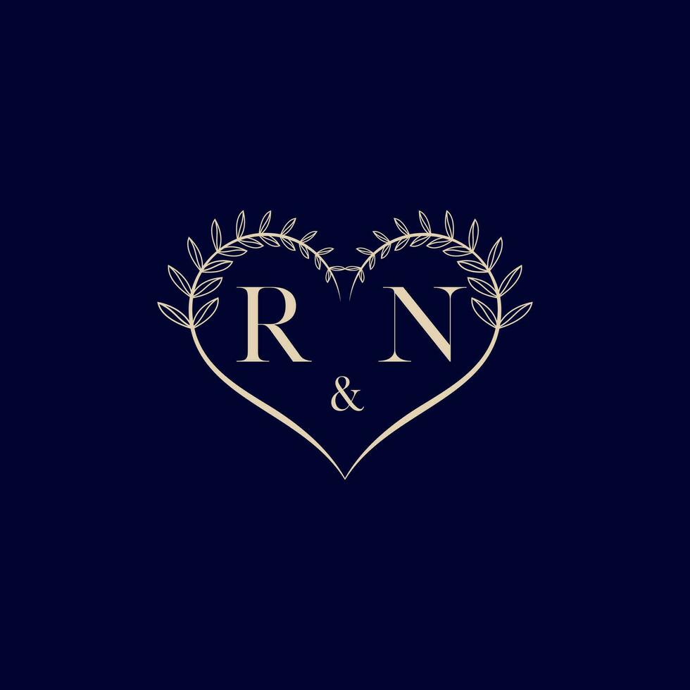 RN floral love shape wedding initial logo vector