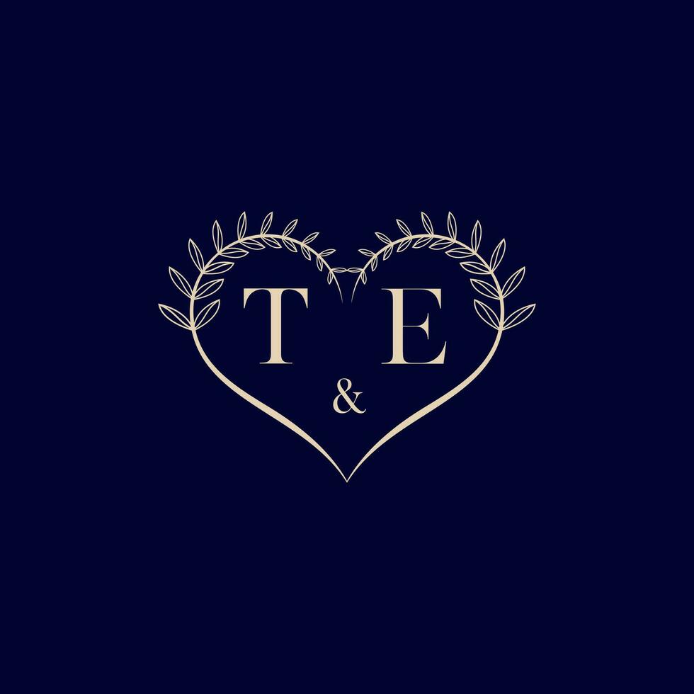 TE floral love shape wedding initial logo vector