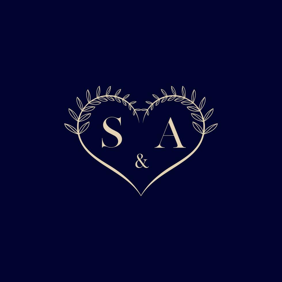 SA floral love shape wedding initial logo vector