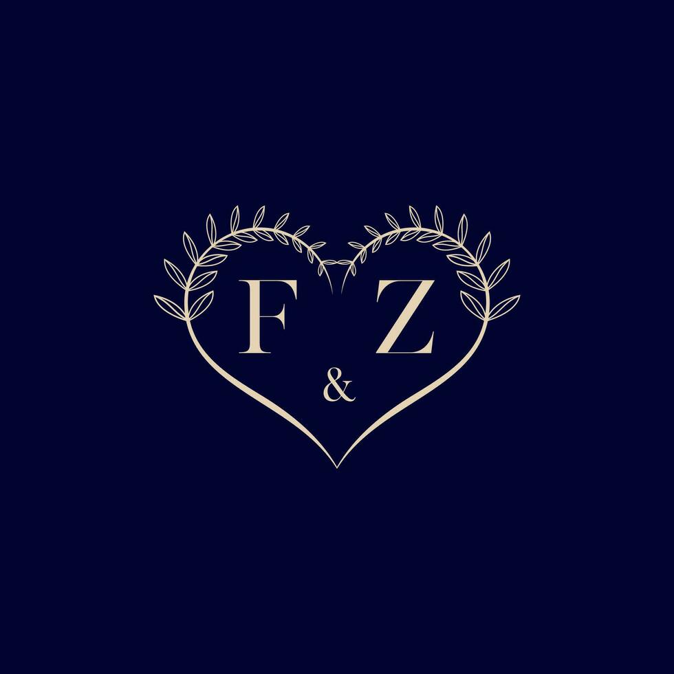 FZ floral love shape wedding initial logo vector