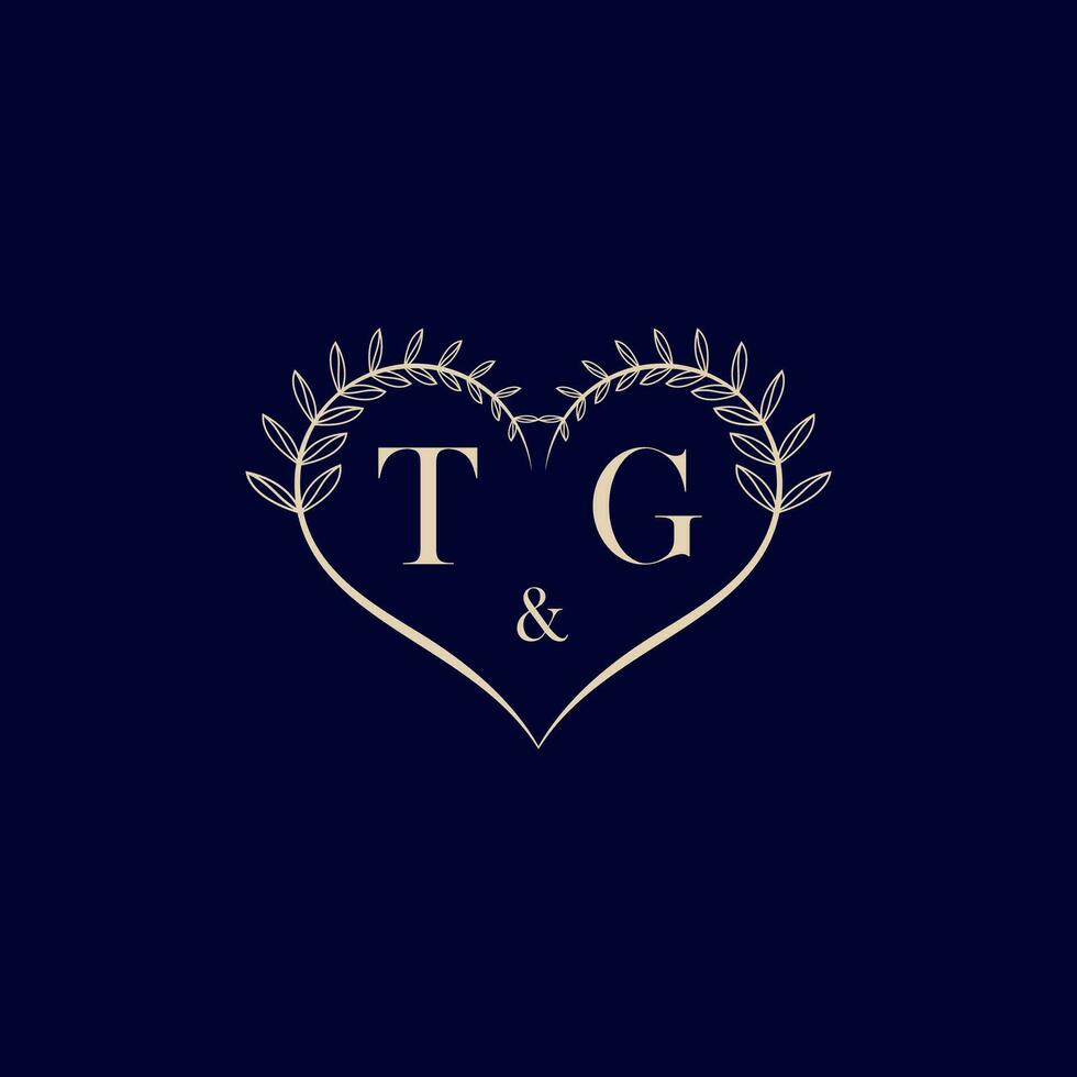 TG floral love shape wedding initial logo vector