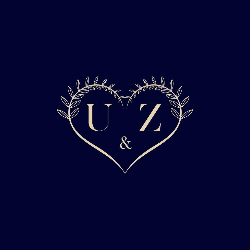 UZ floral love shape wedding initial logo vector