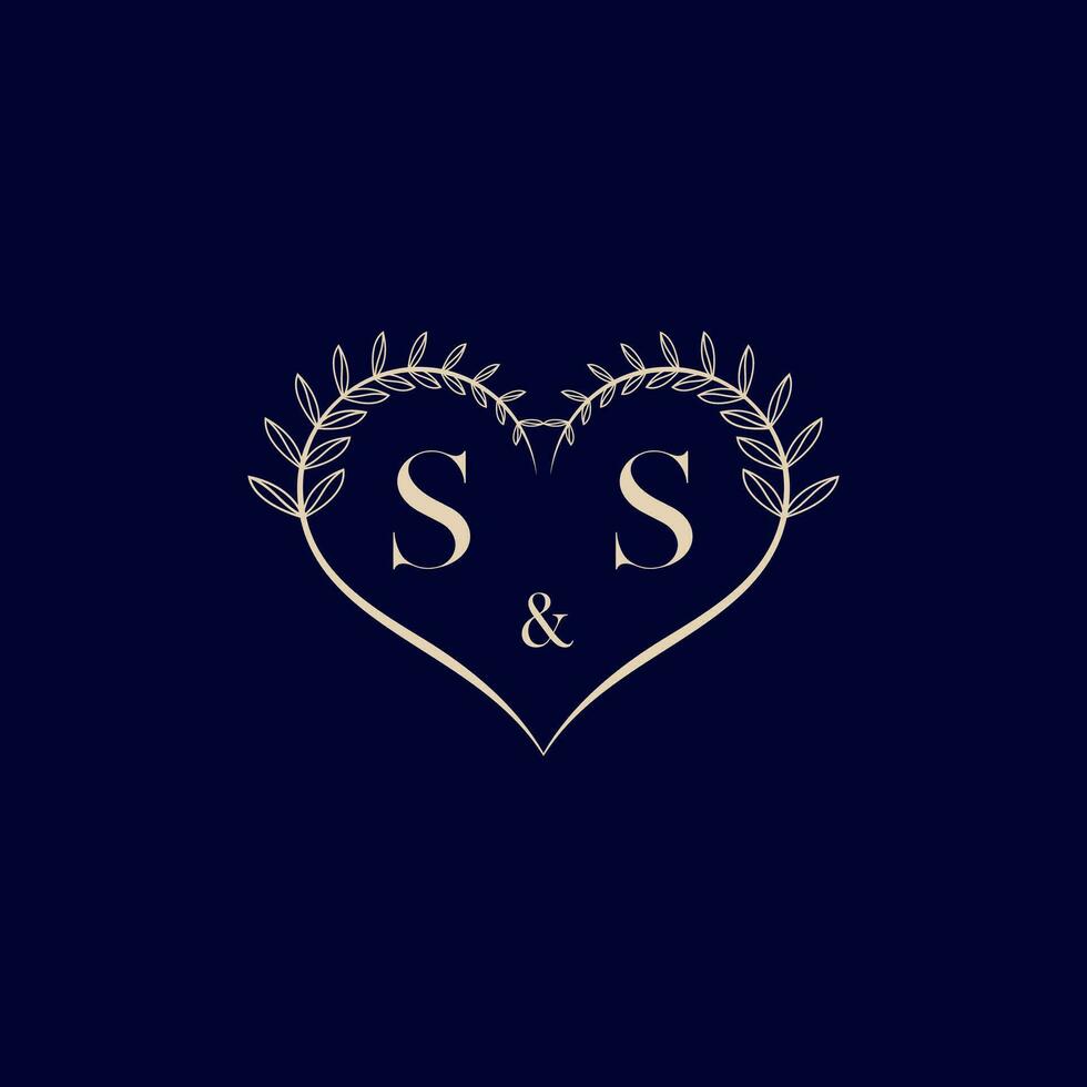 SS floral love shape wedding initial logo vector