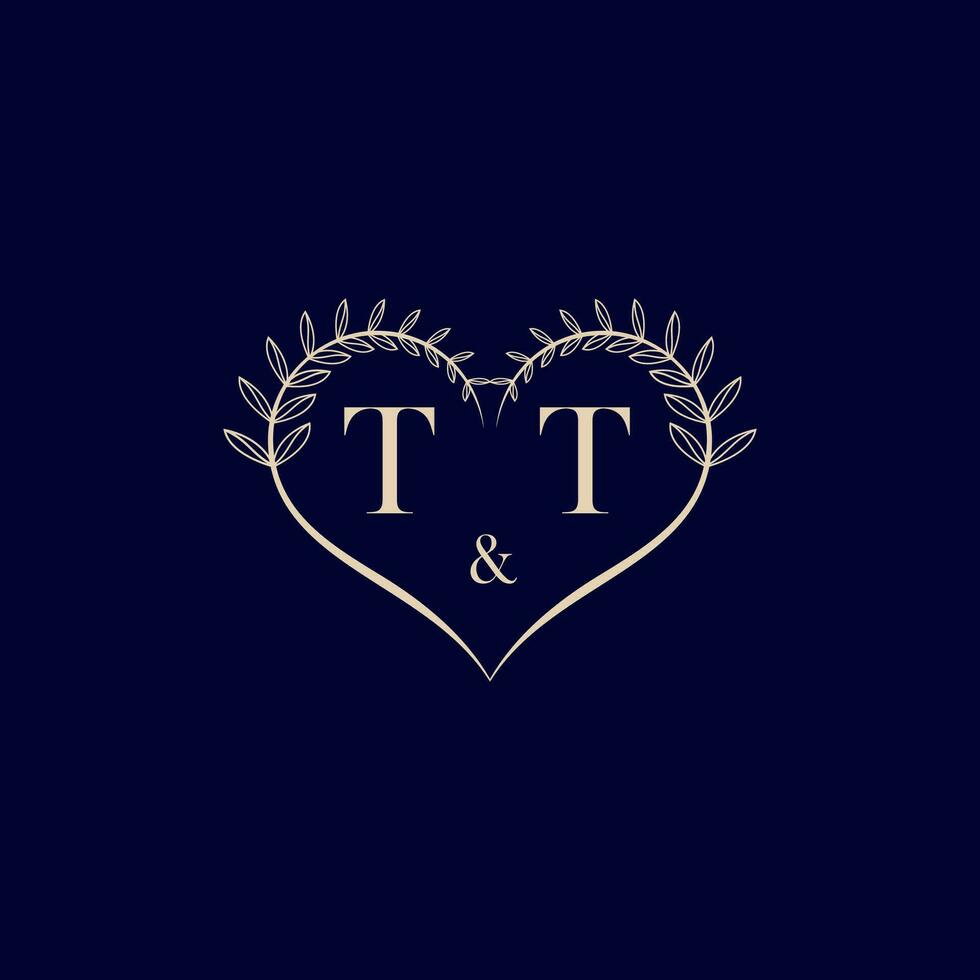 TT floral love shape wedding initial logo vector