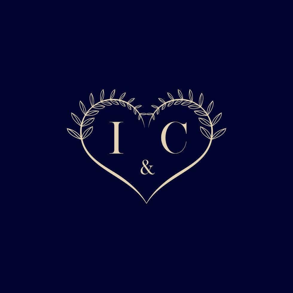 IC floral love shape wedding initial logo vector