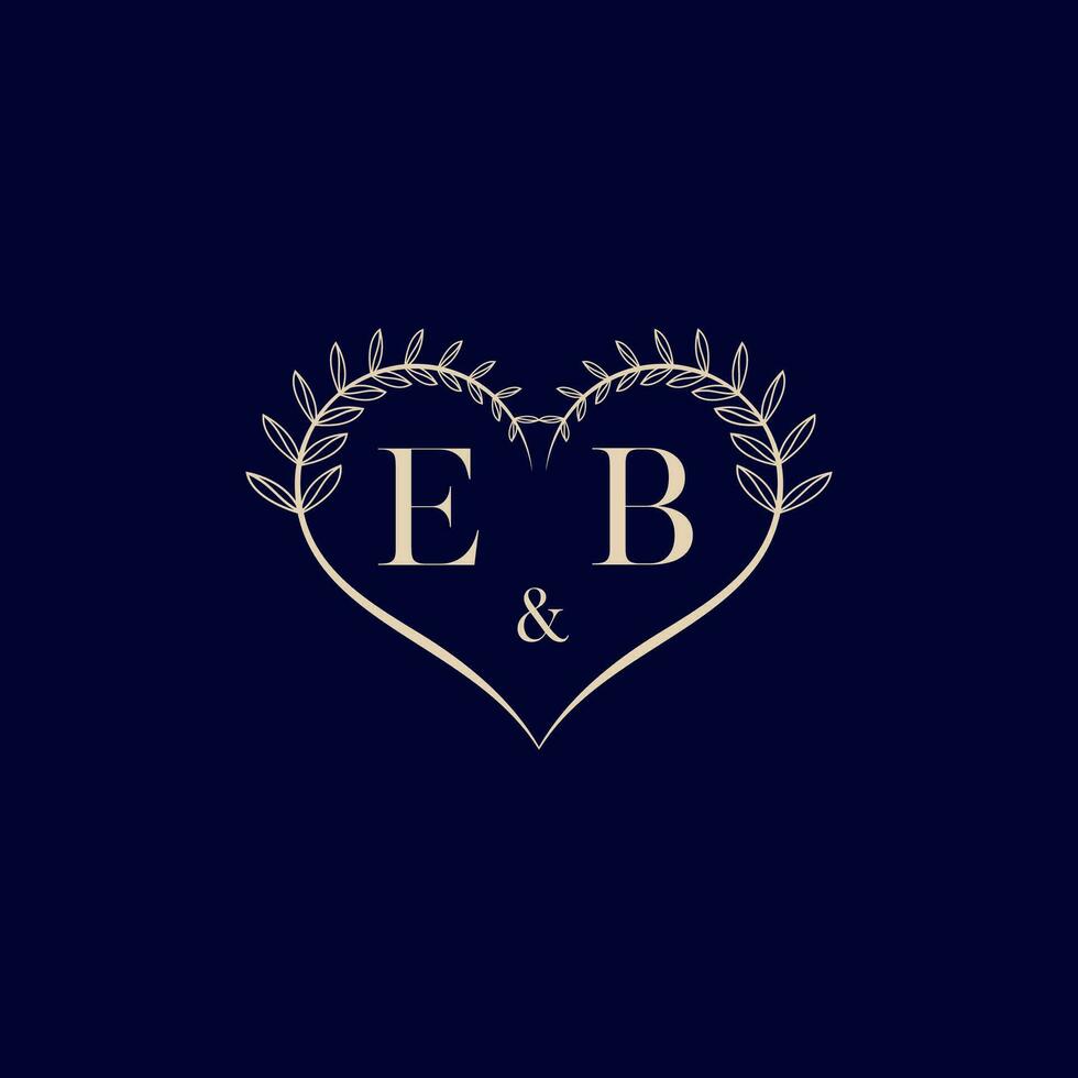 EB floral love shape wedding initial logo vector