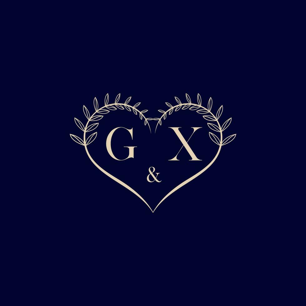 GX floral love shape wedding initial logo vector