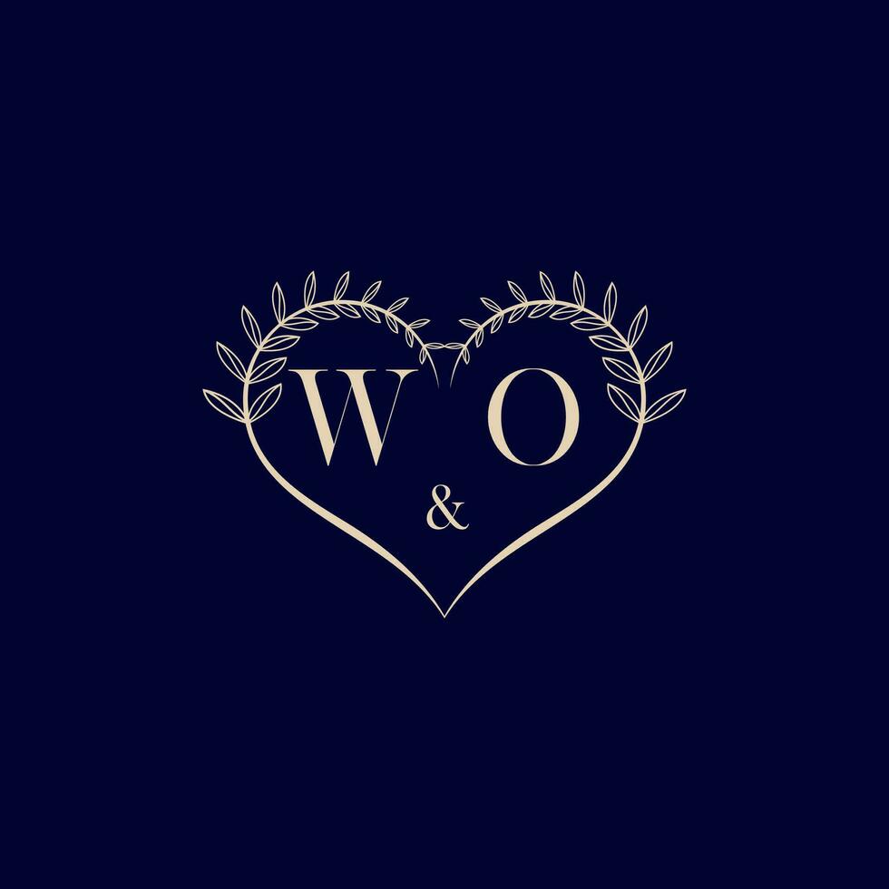 wo floral amor forma Boda inicial logo vector