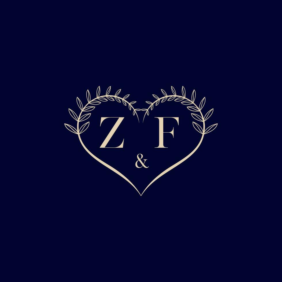 ZF floral love shape wedding initial logo vector