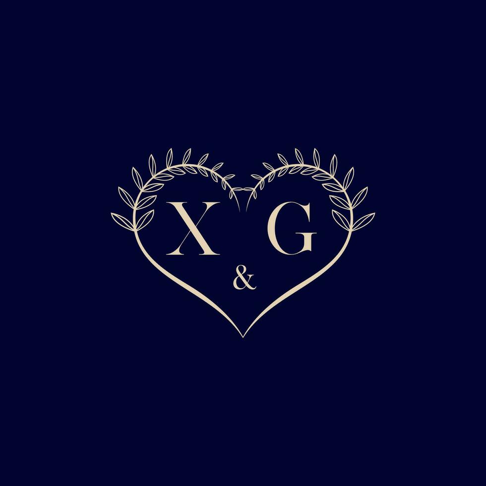 xg floral amor forma Boda inicial logo vector