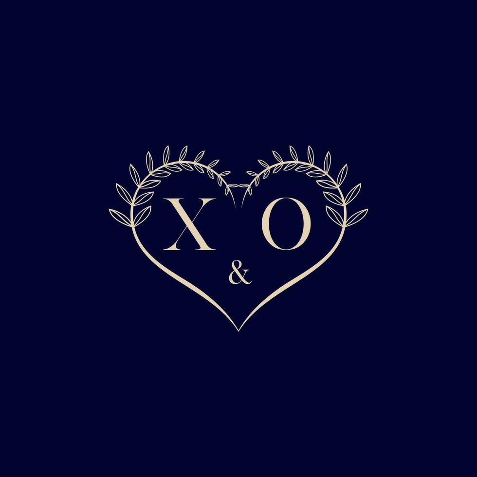 xo floral amor forma Boda inicial logo vector