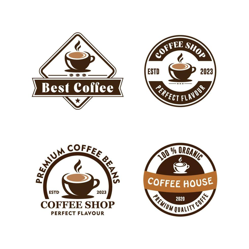 café tienda logo retro diseño colección vector