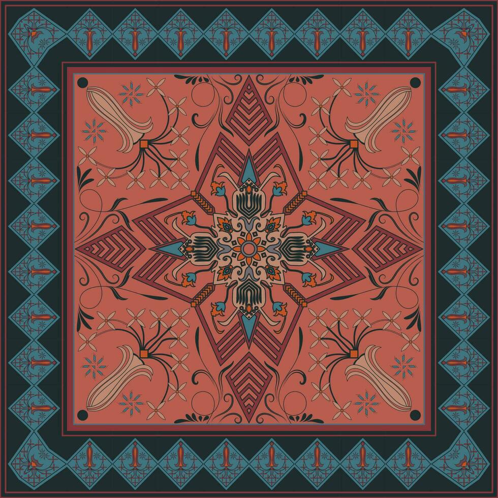 Carpet pattern. Rectangular prayer mats, prayer mats, tea mats, meditation mats. vector