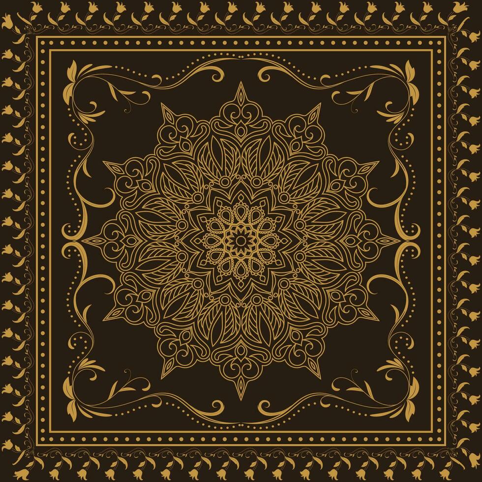 Carpet pattern. Square prayer mat. meditation mat, towel vector