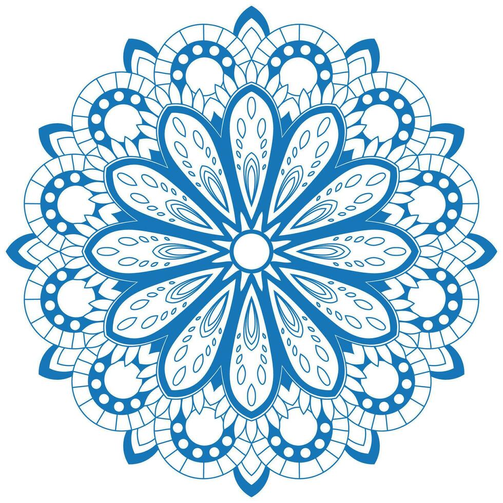 mandala dibujo para colorante azul líneas. blanco antecedentes colorante libro vector