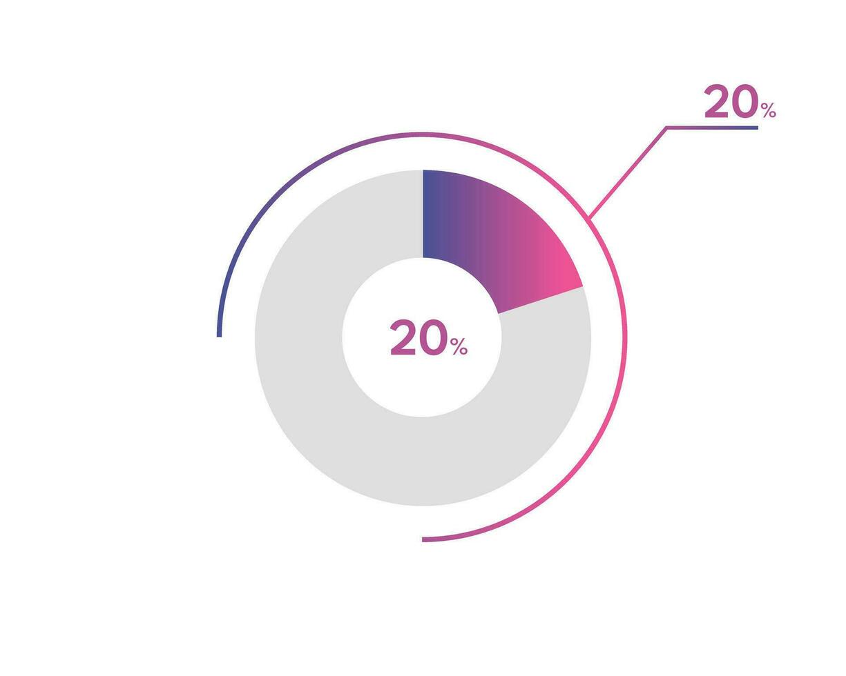 20 Percentage circle diagrams Infographics vector, circle diagram business illustration, Designing the 20  Segment in the Pie Chart. vector