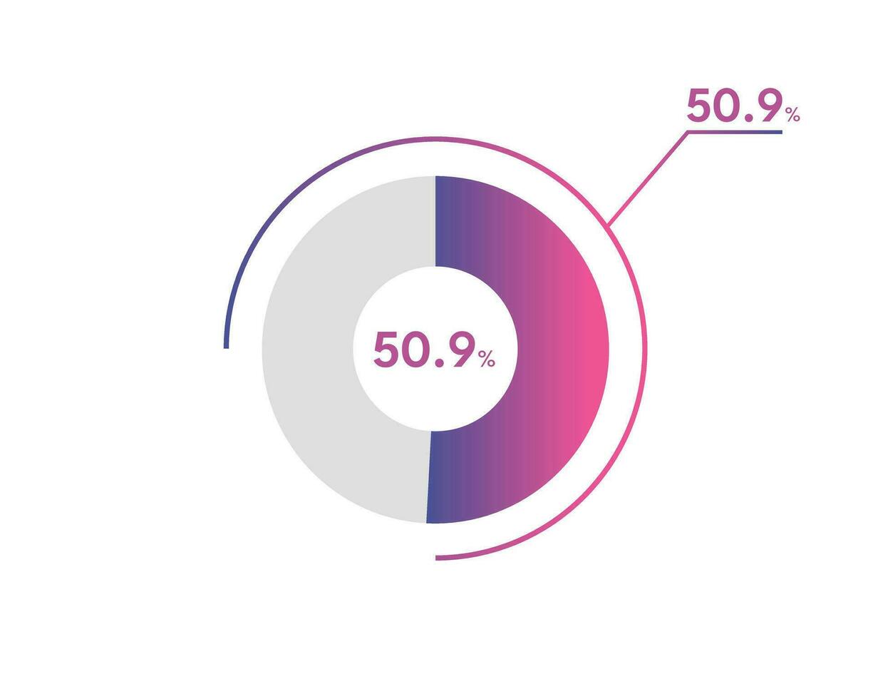 50.9 Percentage circle diagrams Infographics vector, circle diagram business illustration, Designing the 50.9  Segment in the Pie Chart. vector