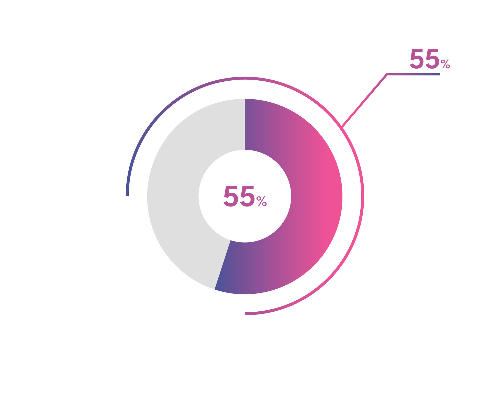 55 Percentage circle diagrams Infographics vector, circle diagram