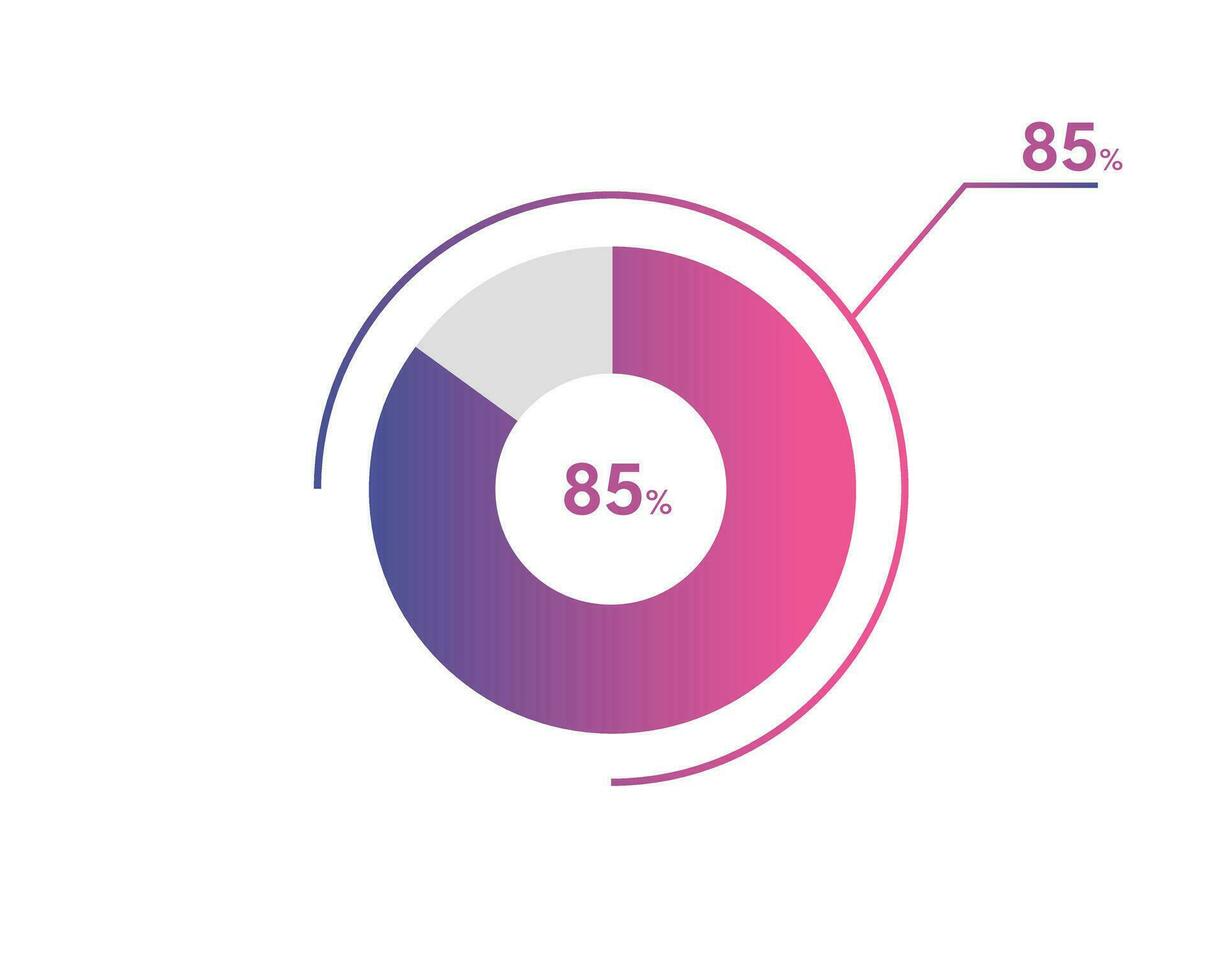 85 Percentage circle diagrams Infographics vector, circle diagram business illustration, Designing the 85  Segment in the Pie Chart. vector