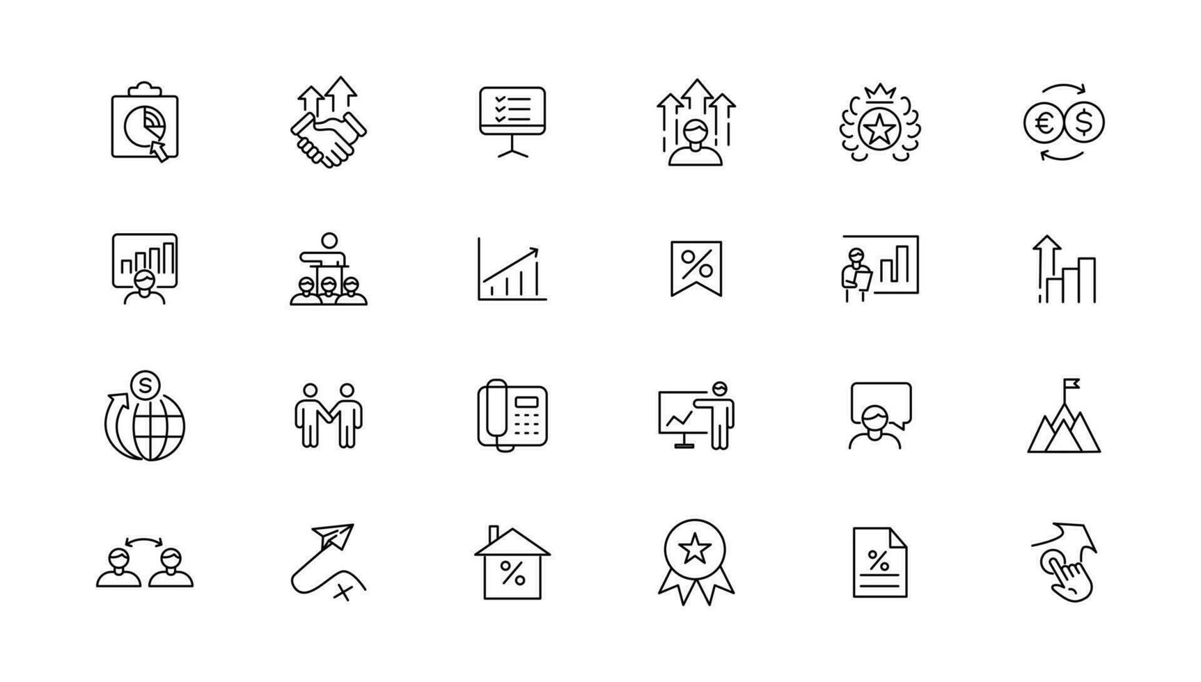 Growth and success line icons collection. Big UI icon set in a flat design. Thin outline icons pack. vector