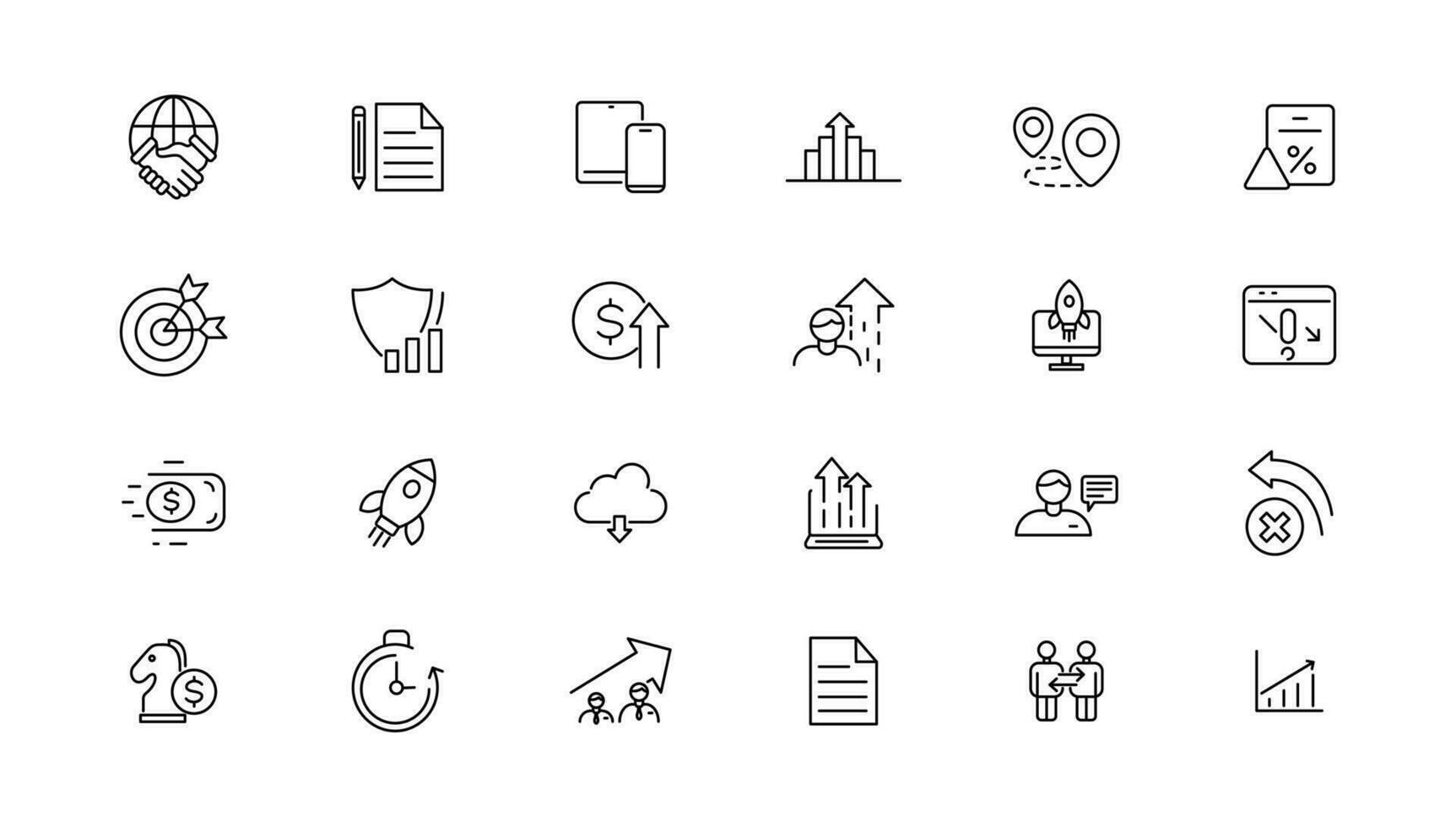 Growth and success line icons collection. Big UI icon set in a flat design. Thin outline icons pack. vector