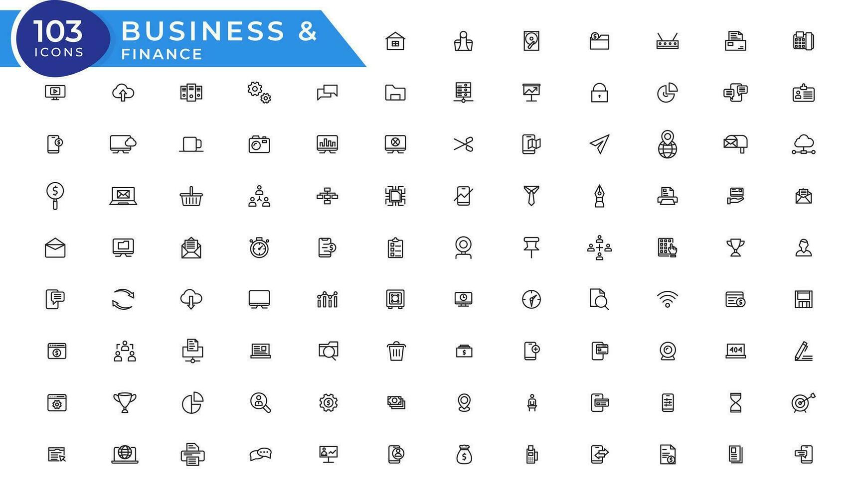 Vector business and finance editable stroke line icon set with money, bank, check, law, auction, exchance, payment, wallet, deposit, piggy, calculator, web and more isolated outline thin symbol